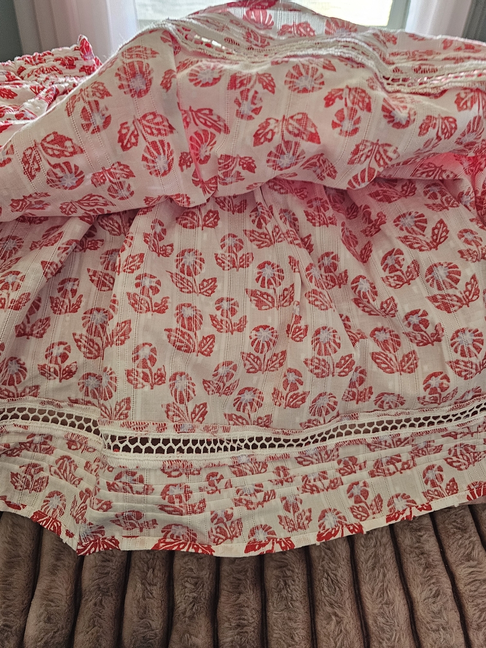 Roller Rabbit Red & White Printed Ruffle Midi Skirt - Picture 3 of 5